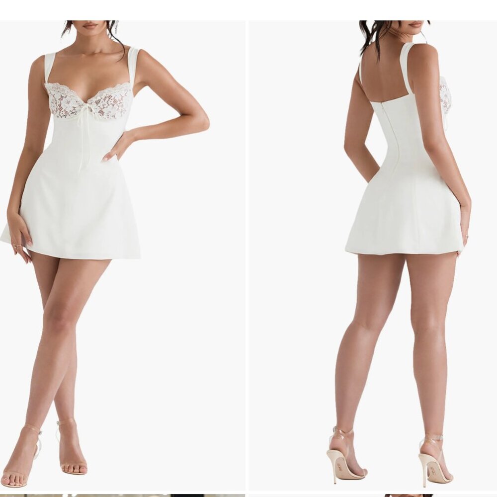 Adriana Lace Inset Satin Minidress- Fits like a Medium! - Picture 1 of 4